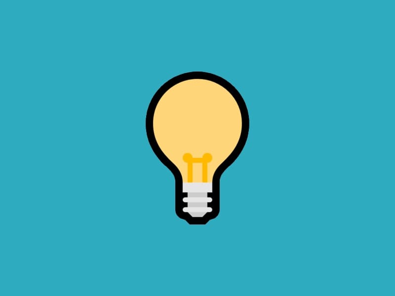 A light bulb emoji on a blue background